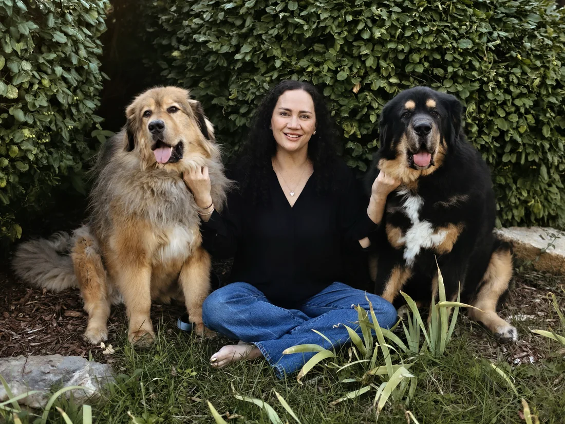 Jennifer A. Miller with her two dogs
